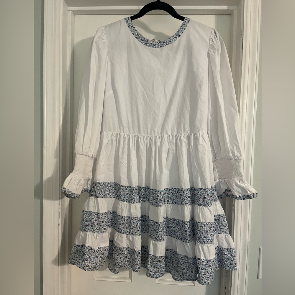 Tuckernuck White and Blue Ruffled Tiered Sundress